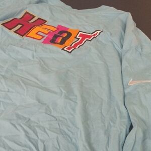 Nike Light Blue Shirt with Multicolor Heat Graphic